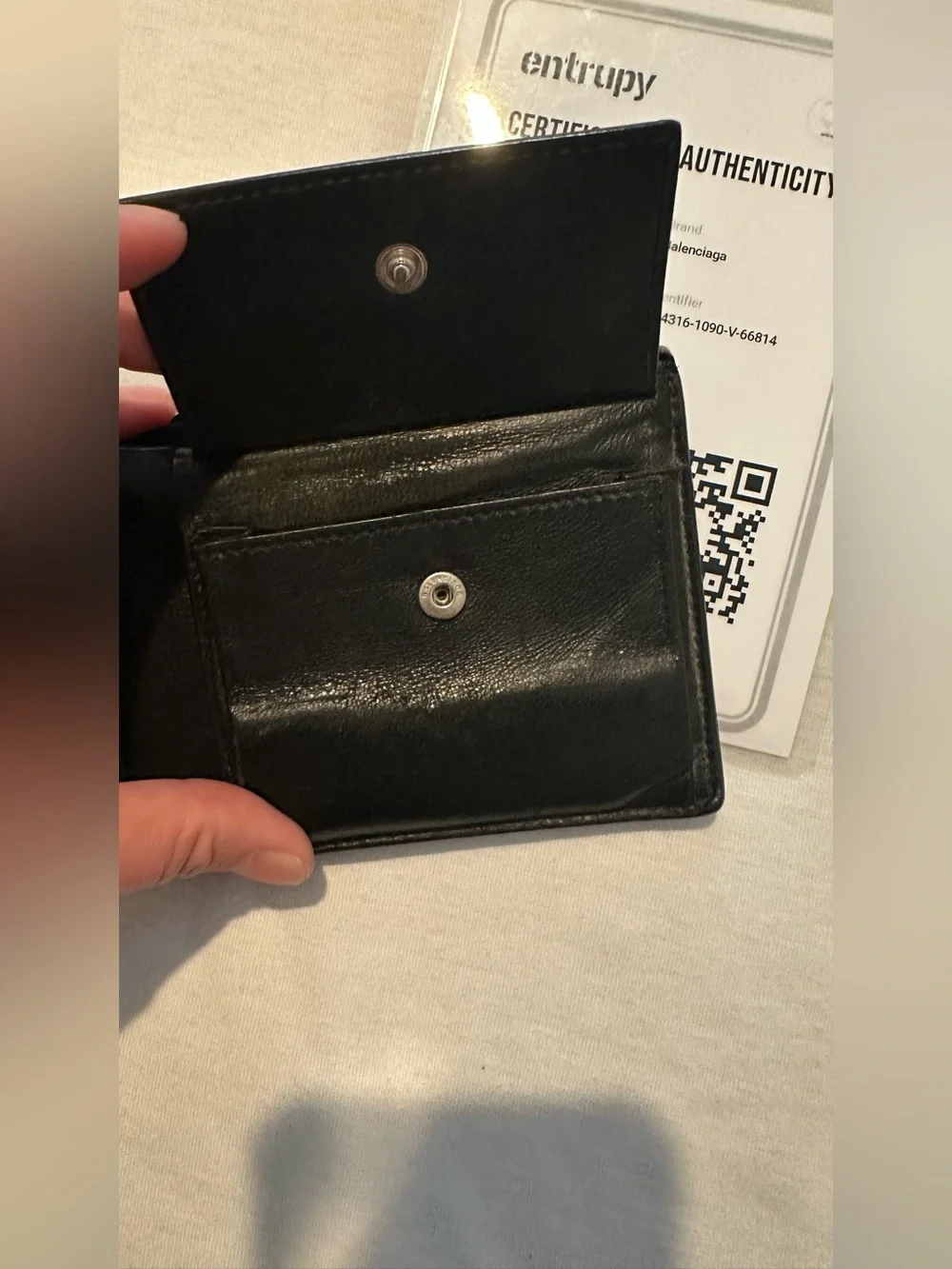 Balenciaga Black Leather Card & Key Holder with White Logo